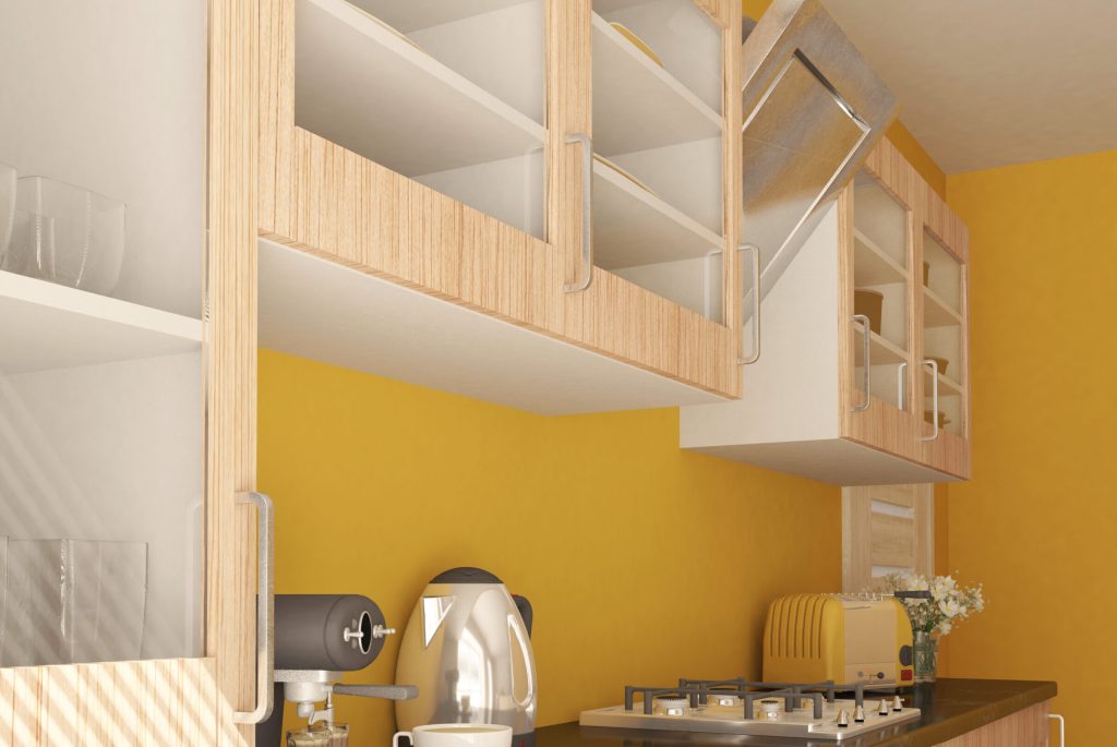 3D render of a contemporary kitchen interior